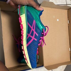 ASICS Blue and Pink Athletic Shoes with Dynamic Design